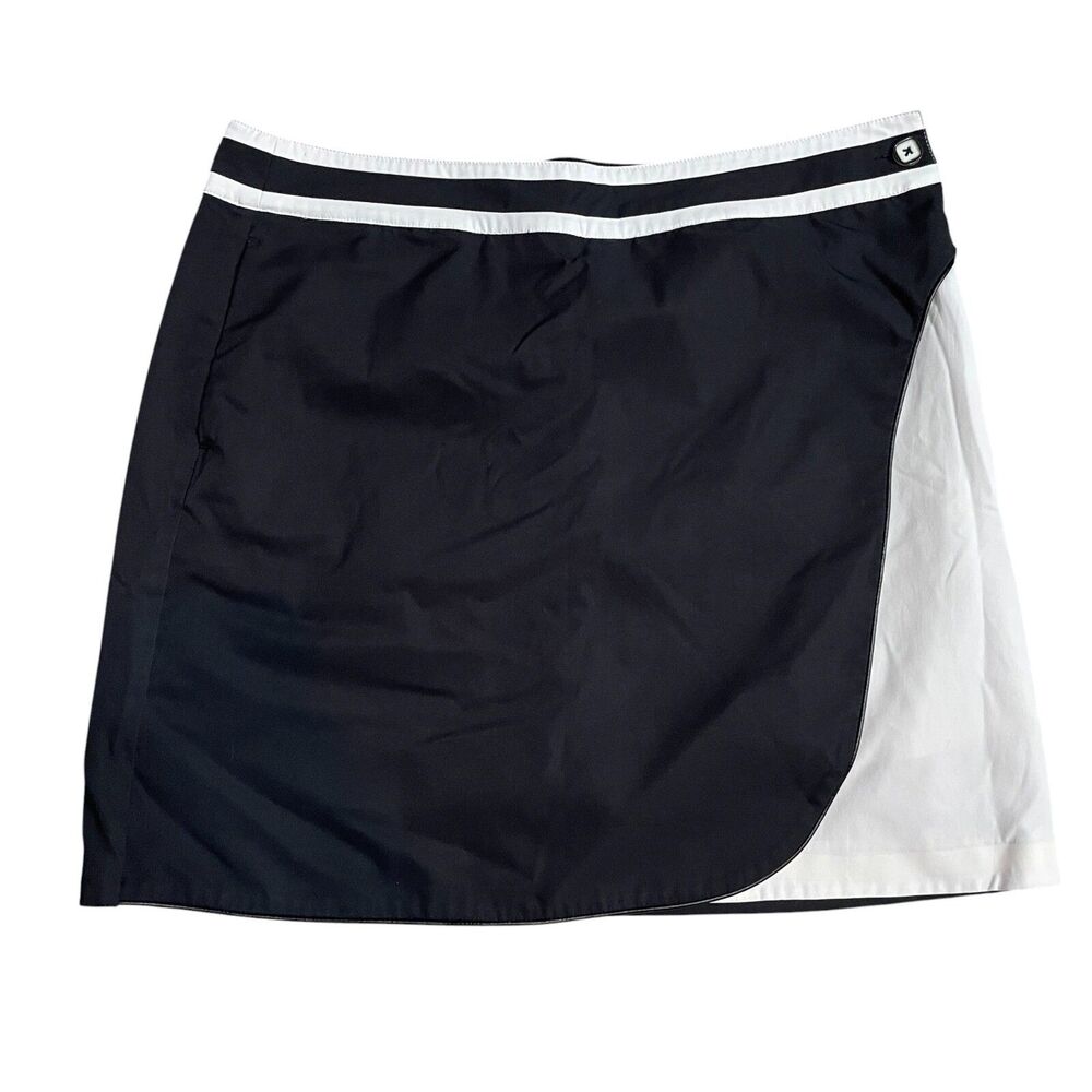 EP Pro 14 Skort Side Zip PUll On Black White Cool Max Polyester Tennis Golf